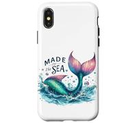 Queue de sirène fantaisie avec éclaboussures d'océan, rose et bleu sarcelle Coque pour iPhone X/XS