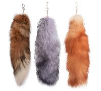 Queue de Therian, 3 pièces queue de renard Therian 15, 8 pouces long avec fermoir, porte-clés renard doux et moelleux, queues suspendues pour sac à main, sac à dos, décoration