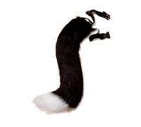 Queue En Fausse Fourrure Queue De Therian Queue De Renard Pliable Avec Squelette En Métal Queue De Fourrure Réglable Queue De Loup Polyvalente Pour Costume D'halloween Cosplay Taille Unique Noir+Blanc