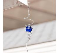 Queue en spirale de boule d'observation de 4,5 pouces, boule de stress de stabilisateur de vent en acier inoxydable décorative avec crochet pivotant suspendu for la décoration extérieure de jardin de