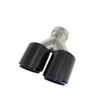 Queue Gorge Embout Silencieux Brillant Fibre Carbone Pour Voiture Forme En Y Double Sortie Tuyau D'échappement Décoration De Buse Universel Inoxydable Bleu(Left 77mm-101mm)