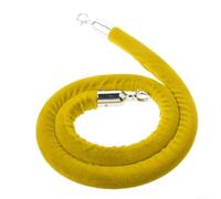 Queue Line Corde en velours avec crochets robustes et noyau en mousse conçue pour les barrières de contrôle de la foule, compatible avec la plupart des poteaux de poteau de 152,4 cm de long (jaune)