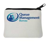 Queue Management Bureau Service System Porte-monnaie en néoprène avec logo Blanc 10 x 11 cm