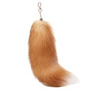 Queue Therian Tail - Décoration d'Halloween et Accessoire Cosplay, Queue de Renard Fluffy 40 cm avec Fermoir, Porte-Clé Moelleux pour Sac à Main Femme, Dos de Sac et party (1, Marron)