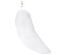 Queue Therian Tail - Décoration d'Halloween et Accessoire Cosplay, Queue de Renard Fluffy 40 cm avec Fermoir, Porte-Clé Moelleux pour Sac à Main Femme, Dos de Sac et party (1, Blanc)