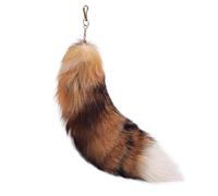 Queue Therian Tail - Décoration d'Halloween et Accessoire Cosplay, Queue de Renard Fluffy 40 cm avec Fermoir, Porte-Clé Moelleux pour Sac à Main Femme, Dos de Sac et party (1, Couleurs mélangées)