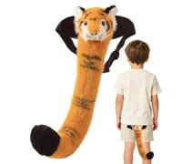 Queue Touffue 45 cm Queue de Tigre Réaliste avec Tête de Félin, Accessoire | Accessoire de Costume pour Déguisement Fête, Spectacle Sur Scène