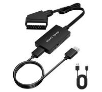 Quevati Adaptateur péritel vers HDTV, convertisseur audio vidéo HD 1080p avec câble HDTV, pour HDTV, STB, VHS, Sky, DVD, Blu-ray, etc