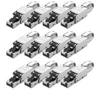 Quevati Fiches Réseau CAT 7 RJ45 Sans Outil Pour Câble LAN, Entièrement Blindé STP, 10 Gbit/s, Compatible avec Câble Cat 7, Fiche LAN CAT 7 pour Ethernet, AWG 22-24 (12)