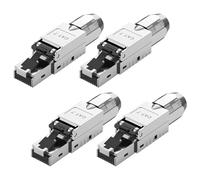 Quevati Fiches Réseau CAT 7 RJ45 Sans Outil Pour Câble LAN, Entièrement Blindé STP, 10 Gbit/s, Compatible avec Câble Cat 7, Fiche LAN CAT 7 pour Ethernet, AWG 22-24 (4)