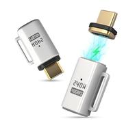 Quevati Lot de 2 adaptateurs magnétiques USB C, 24 broches USB4 mâle vers femelle, 240 W, 48 V/5 A, transmission vidéo 8 K @ 60 Hz, transfert de données 40 Gbps, blanc