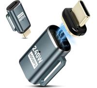 Quevati Lot de 2 adaptateurs magnétiques USB C, 24 broches USB4 mâle vers femelle, 240 W, 48 V/5 A, transmission vidéo 8 K @ 60 Hz, transfert de données 40 Gbps, gris vert