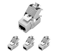 Quevati Lot de 4 modules CAT 7 Keystone RJ45 femelle pour câble LAN, 10 Gbit/s à 1000 MHz STP femelle encastrable pour panneau de brassage et boîte réseau, sans outil LSA