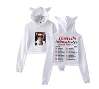 Quevedo Buenas Noches World Tour 2025 Pull à capuche à manches longues avec oreilles de chat pour femme, blanc, XL