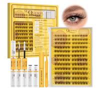 QUEWEL, 144 Pcs Kit Faux Cils aspect naturel, Wispy, 8-16 mm (ST-C)