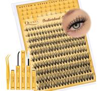 QUEWEL Extension Cils avec cils inférieurs pour un look naturel Kit extension cils vaporeux Grappes 40D Fluffy de faciles à utiliser pour un maquillage des yeux charmant à la maison (Bottom&Upper02)