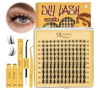 QUEWEL Fairy Faux Cils, Manga Extension Cils Mix 10-18mm DIY Kit Extension Cils Avec Lash Bond and Seal, pince Faux Cils à épiler pour DIY Faux Cils Naturel (FD-Manga-B Kit)