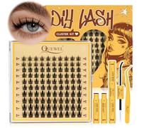QUEWEL Fairy Faux Cils, Manga Extension Cils Mix 10-18mm DIY Kit Extension Cils Avec Lash Bond and Seal, pince Faux Cils à épiler pour DIY Naturel (FD-Manga Kit)
