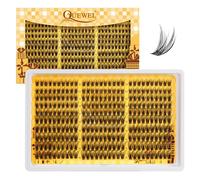 QUEWEL Faux cils en grappes fines - 300 cils naturels et duveteux, courbure C, longueurs mixtes 10-16 mm, à poser soi-même à la maison pour des looks époustouflants à l'infini (QU45-C)