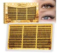 QUEWEL Faux cils en grappes fines - 300 cils naturels et duveteux, courbure C, longueurs mixtes 10-16 mm, à poser soi-même à la maison pour des looks époustouflants à l'infini (QU45)