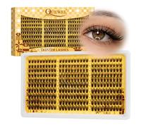 QUEWEL Faux cils en grappes fines - 300 cils naturels et duveteux, courbure C, longueurs mixtes 10-16 mm, à poser soi-même à la maison pour des looks époustouflants à l'infini (QU45-B)
