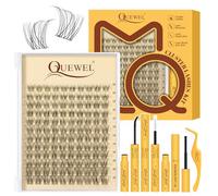 QUEWEL Feather Lashes, 120PCS, 10-18MM, extension de cils à faire soi-même avec colle, pince à épiler et dissolvant, kit d'extension de cils pour un usage quotidien et les fêtes (Kit C)