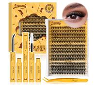 QUEWEL Kit-Extension-Cils, 3D Fluffy Faux Cils with 280PCS 30+40+50D Extension Cils Mixed 10-16mm Cils Individuels, Lash Bond and Seal, et Pince Cils Facile DIY à la Maison(3D 30+40+50 KIT)
