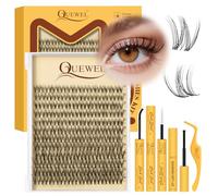 QUEWEL Manga Lashes, 144PCS, 10-18MM, extension de cils à faire soi-même avec colle, pince à épiler et dissolvant, kit d'extension de cils pour un usage quotidien et les fêtes (Kit D)