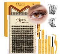 QUEWEL Petit elfe Lashes, 144PCS, 10-18MM, extension de cils à faire soi-même avec colle, pince à épiler et dissolvant, kit d'extension de cils pour un usage quotidien et les fêtes (Kit f)