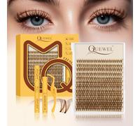QUEWEL Petit elfe Lashes, 144PCS, 10-18MM, extension de cils à faire soi-même avec colle, pince à épiler et dissolvant, kit d'extension de cils pour un usage quotidien et les fêtes (Kit H)