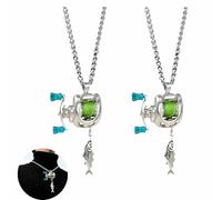 Quewgd Mini collier de pêche avec poignée rotative, avec guide de ligne mobile, cadeau unique pour les pêcheurs, les pêcheurs et les amateurs de pêche, taille unique, Métal, Pas de gemme