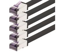 QUEWL-0,15 M - Câble Réseau Cat6A Superflex Ethernet Gigabit Lan Rj45 Cat6 A Câble Patch 10000 Mbit S Sftp Pimf 500 Mhz Compatible Avec Cat6 Cat5 - Noir - 5 Pièces