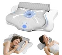 Qufby Oreiller Ergonomique Cervical, 2 en 1 Coussin Cervicales Mémoire de Forme - Oreiller Anti Ronflement pour Douleurs Cervicales, pour Dormir sur Le Côté, Le Dos et Le Ventre