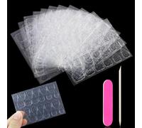 Qufiiry 264 Pcs Autocollants à Ongles, 11 Feuilles Faux Onglets Autocollants Double Face, Autocollant d'Ongle Adhésif Transparent, Onglet Adhésif Ongles Imperméable pour Décoration à Ongles