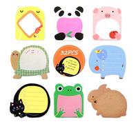 Qufiiry 32 Petits Mignon Animal Notes Autocollantes, 640 Pcs Bloc Notes Animaux, Sticky Notes, Notes Adhésives Animales pour Sachets de Fête, Cadeaux pour les Études, la Maison, le Bureau