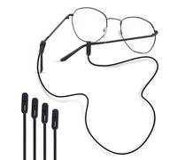 Qufiiry 4 Pcs Cordon Lunettes, Cordons à Lunettes Universels Sans Queue, Cordon Lunettes de Sport, En silicone Cordons à Lunettes pour Femmes Hommes Pour Tous Types de Noir