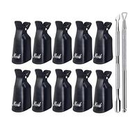 Qufiiry Capuchon Ongle, 10 Clips à Ongles, Nail Art Clip en Acrylique, Dissolvant pour Vernis à Ongles Clips à Ongles pour Nail Art Gel Ongles, Inclure 1 Grattoir, 1 Poussoir à Cuticules(Noir)