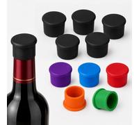 Qufiiry Lot de 10 Bouchons Silicone Réutilisables | Bouchons de Bouteille Hermétiques pour Vin, Bière et Champagne, Conservation Optimale des Boissons, 5 Noirs + 5 Colorés