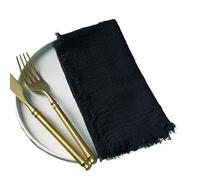 QUgaoSAN Serviettes de Table en Coton, 10 pièces, en Gaze rétro avec bavure, Tapis de Salle à Manger, décoration de Table en Tissu for fête de Mariage(Black,32x32cm)