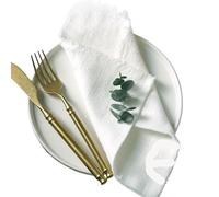 QUgaoSAN Serviettes de Table en Coton, 10 pièces, en Gaze rétro avec bavure, Tapis de Salle à Manger, décoration de Table en Tissu for fête de Mariage(White,32x32cm)