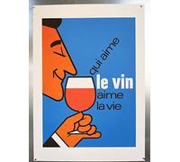 Qui Aime vin Affiche Poster Reproduction - Format 50X70 cm Papier Luxe 300 GR - Vente du fichier numérique HD Possible Nous Consulter