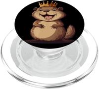 Qui bat ce castor amusant avec couronne pour adultes et enfants PopSockets PopGrip pour MagSafe