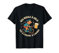 Qui Roule À Vélo est à l'Heure À l'Apéro Cycliste Drôle T-Shirt