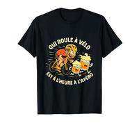 Qui Roule À Vélo est à l'Heure À l'Apéro Cycliste Drôle T-Shirt
