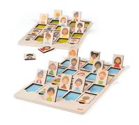 goki 56311 Qui est recherché ?, 30 x 20 cm, bois, 42 pièces, jeu de société à partir de 5 ans, jeu de devinettes pour 2 joueurs