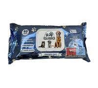 Quibropets Lot de 40 lingettes humides avec talc pour l'hygiène des pattes des chiens et des chats - Nettoyage en profondeur et efficace en une seule étape - Nettoyeur de pattes pour animaux de