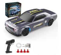 Quibuilds Mini voiture de course électrique RC Drift à l'échelle 1/43 avec lumières LED, télécommande proportionnelle 2,4 G et 15 km/h, cadeau pour les amateurs de mini voitures télécommandées