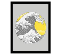 Quick Brown Fox - Poster encadré "The Grey Wave" PM8607 (40 cm x 30 cm) (Gris/Blanc/Jaune)
