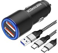 Quick Car Charger For Samsung S20 S21 Plus Ultra Fe 5g, A53 A23 A51 A71 A52 A72 A32 A12 A52s, Xiaomi Redmi Note 10 9 11 Pro 8, Mi 11t 12 Lite, 30w Quick Charge 3.0, 2m+ 2 M Usb C Cable