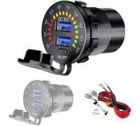 Quick Charge 3.0 Car Charger Dual Usb Power Socket Adapter Waterproof Quick Charge 36w With Led Voltmeter For 9v-32v Boat Motorcycle Atv Bus Truck
